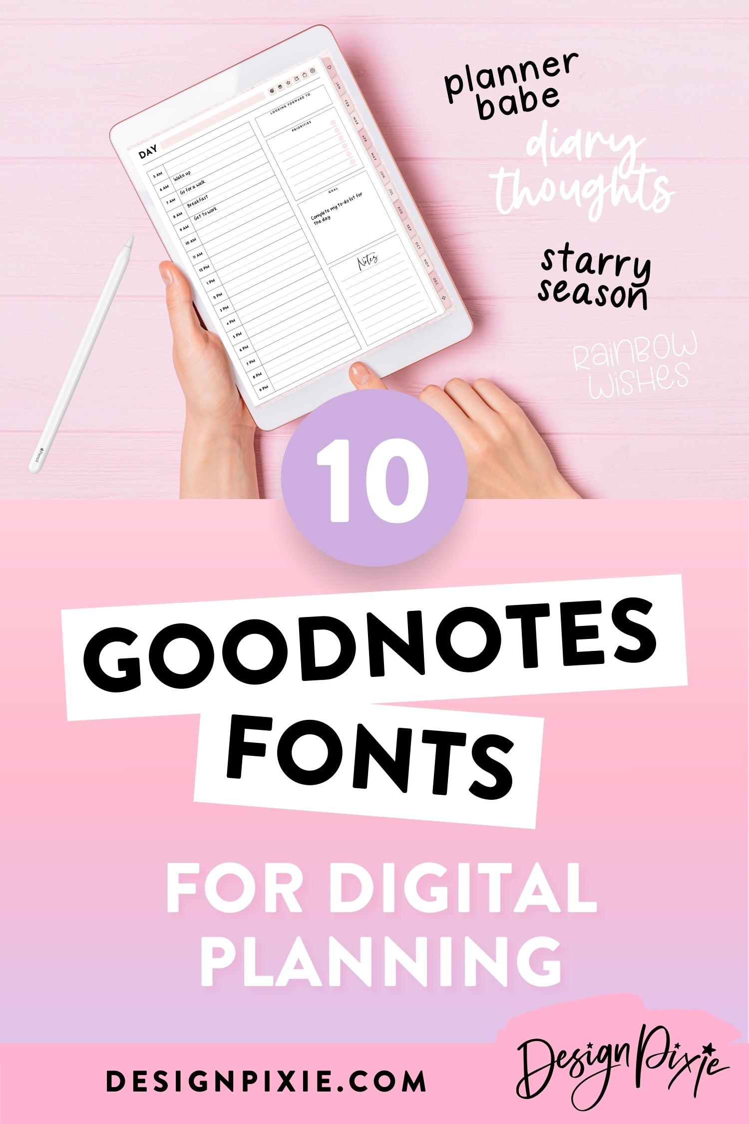 Goodnotes fonts for digital planning