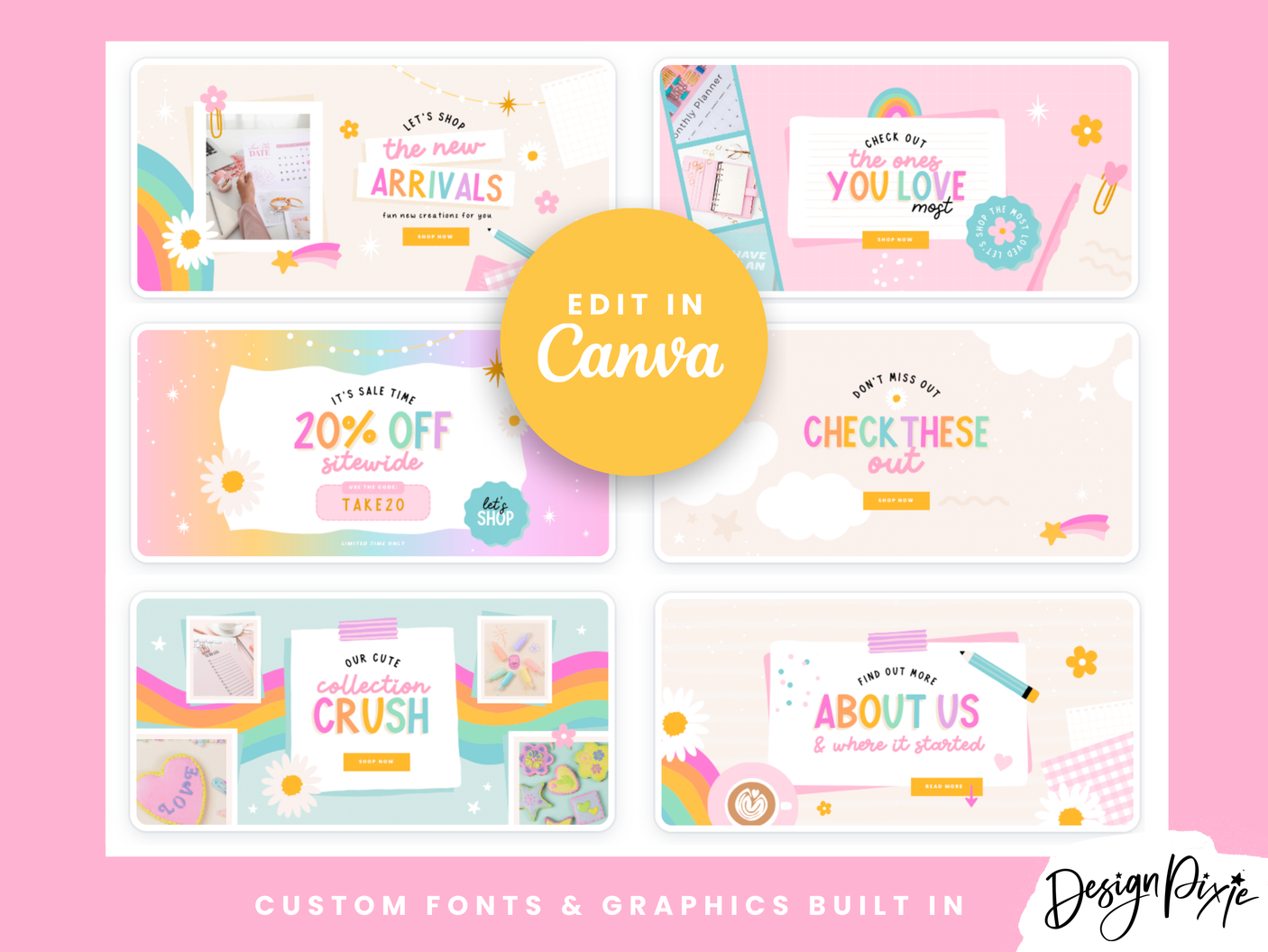 Rainbow Journal Shopify Banner Templates - Design Pixie