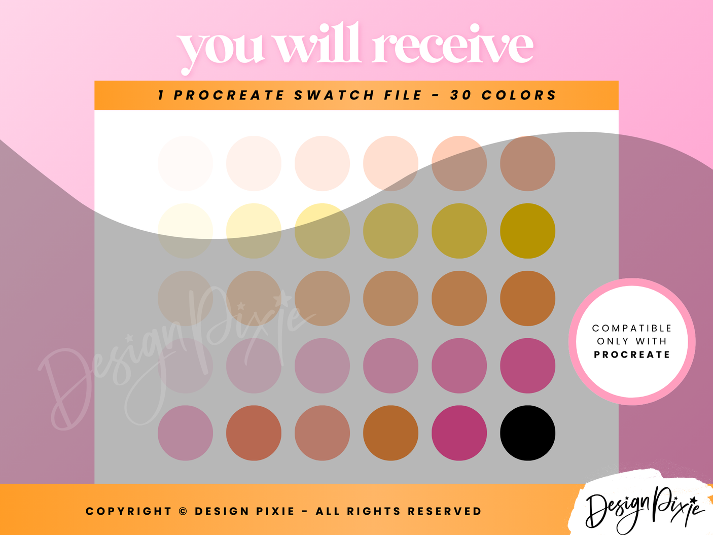Procreate Color Palette - Pink Retro - Design Pixie