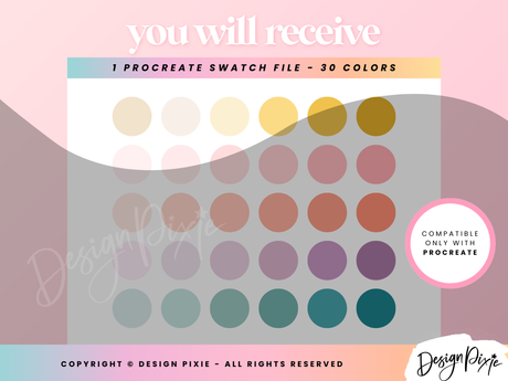 Procreate Color Palette - Pastel Rainbow - Design Pixie