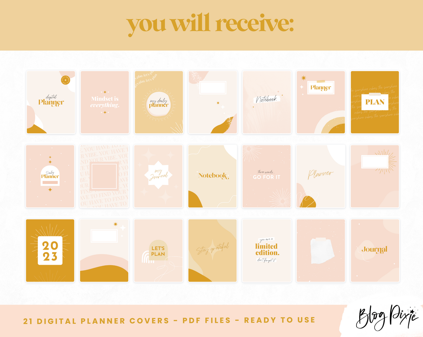 Digital Planner Covers - Sunshine Patterns - Design Pixie