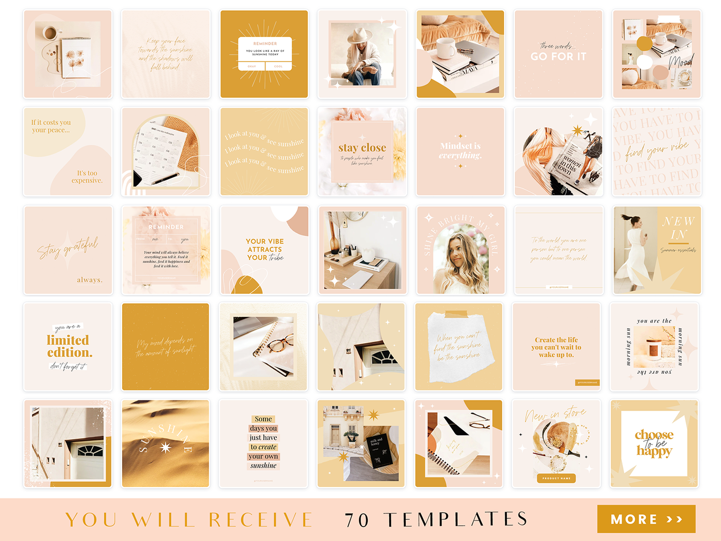 Sunshine Vibes Instagram Post Templates - Design Pixie