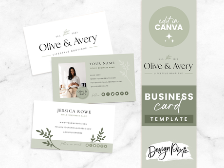 Olive Business Card Template - Design Pixie