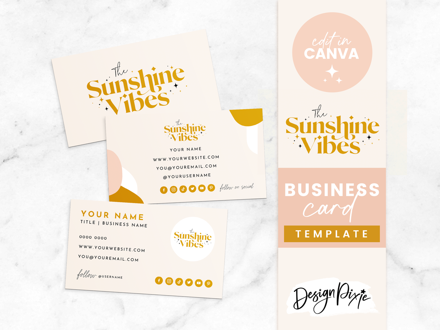 Business Card Template - Sunshine Vibes - Design Pixie
