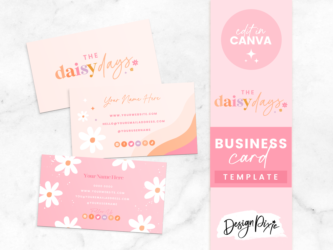 Business Card Template - Daisy Days - Design Pixie