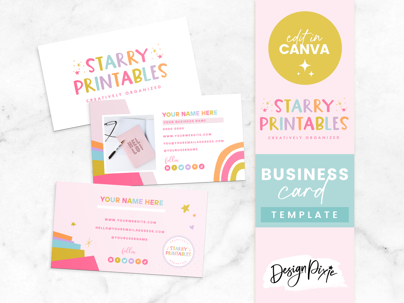 Business Card Template - Starry Printables - Design Pixie