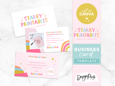 Business Card Template - Starry Printables - Design Pixie