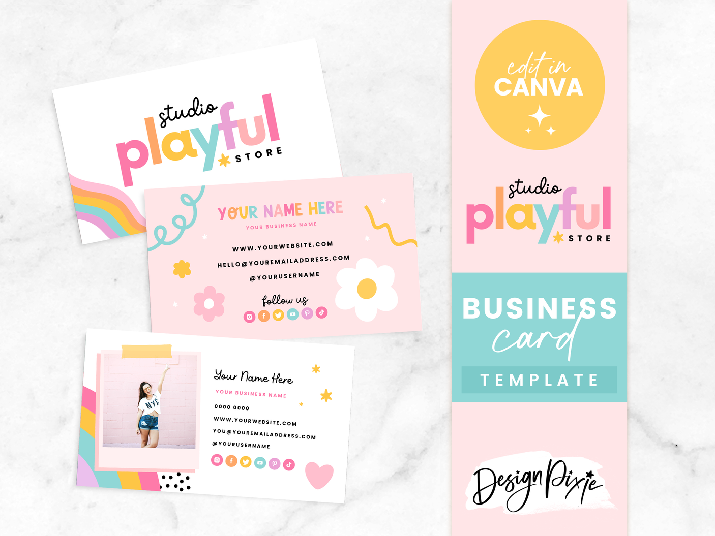 Business Card Template - Playful - Design Pixie