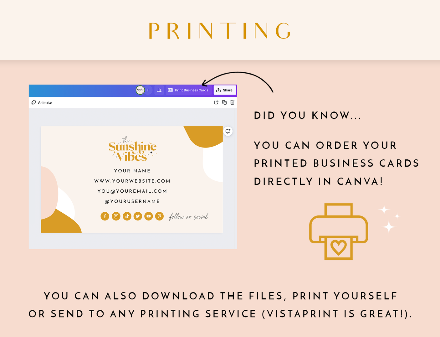 Business Card Template - Sunshine Vibes - Design Pixie