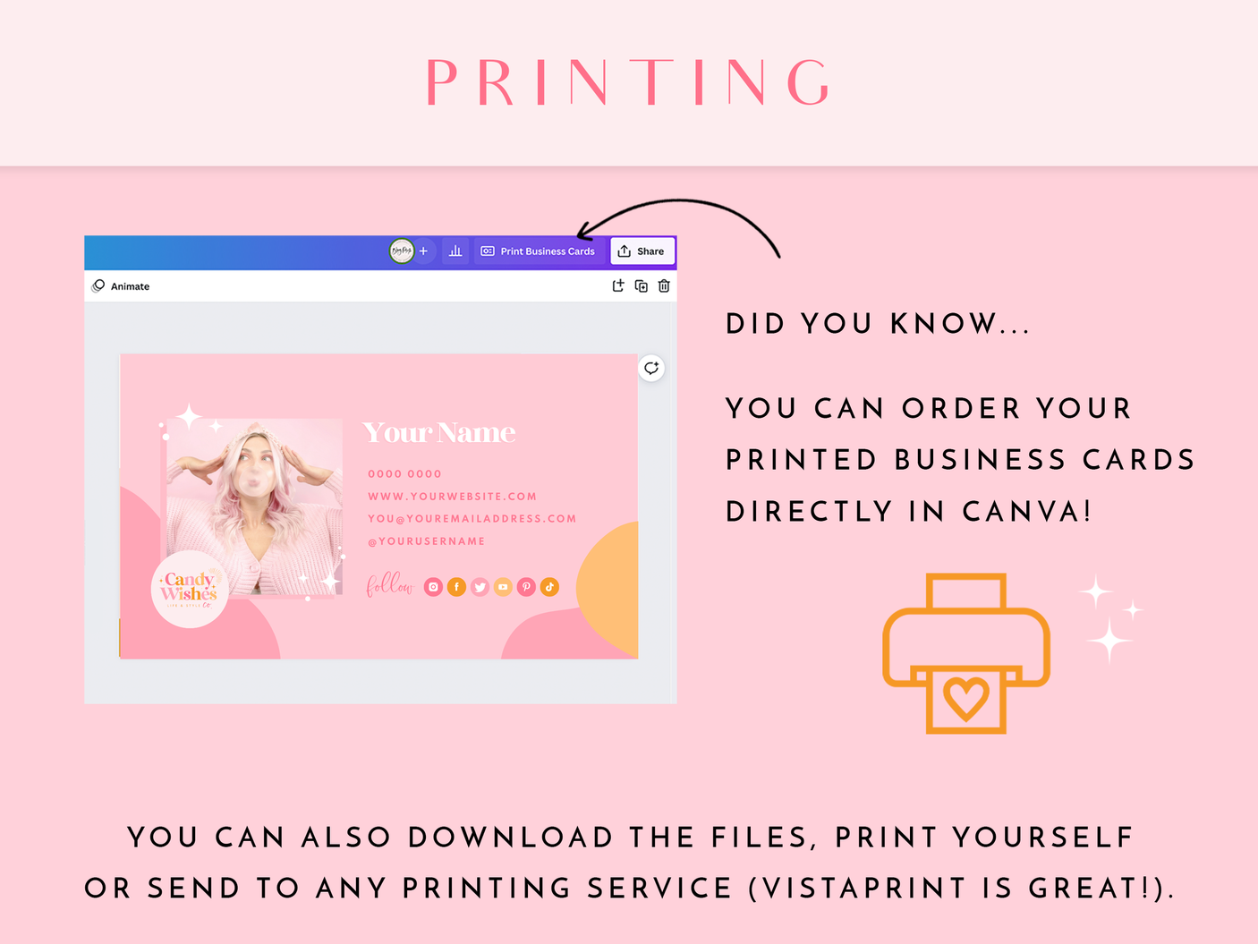 Business Card Template - Candy Wishes - Design Pixie