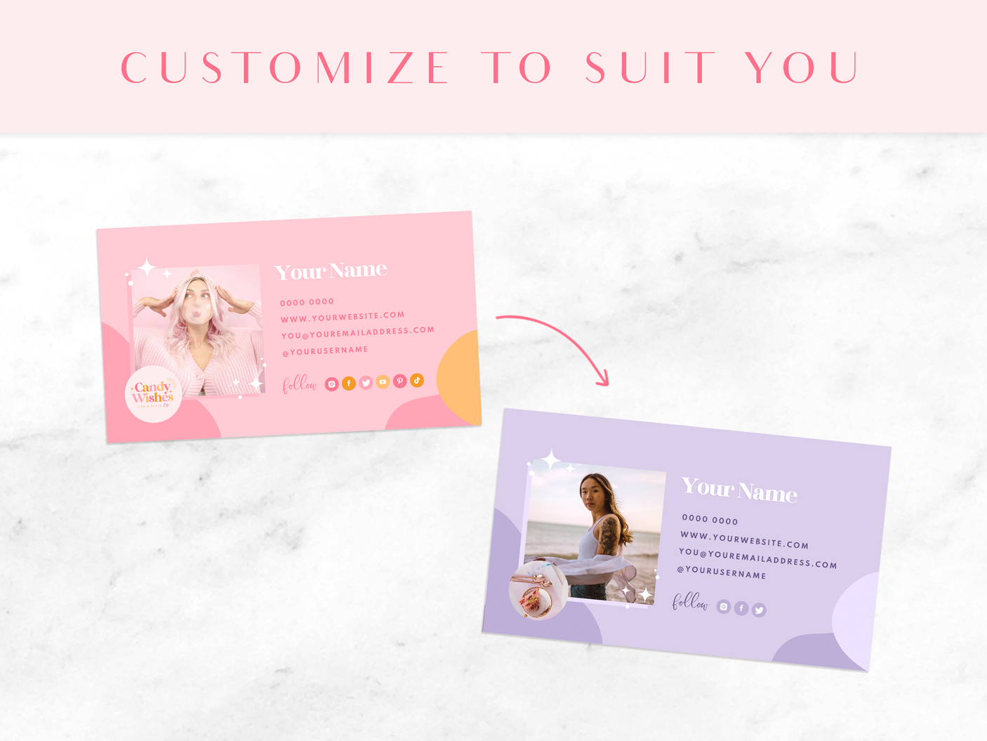 Business Card Template - Candy Wishes - Design Pixie