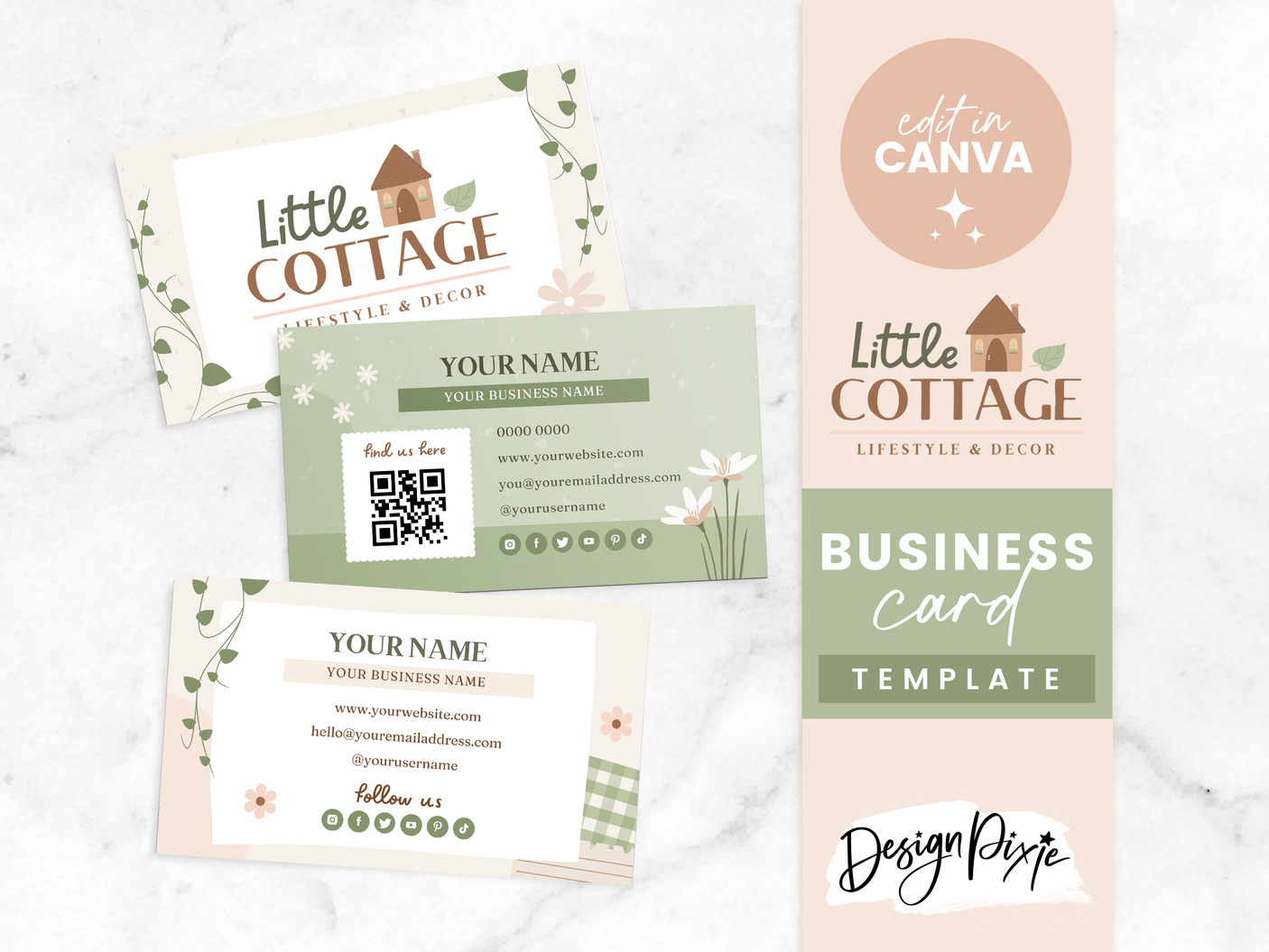 Business Card Template - Little Cottage - Design Pixie