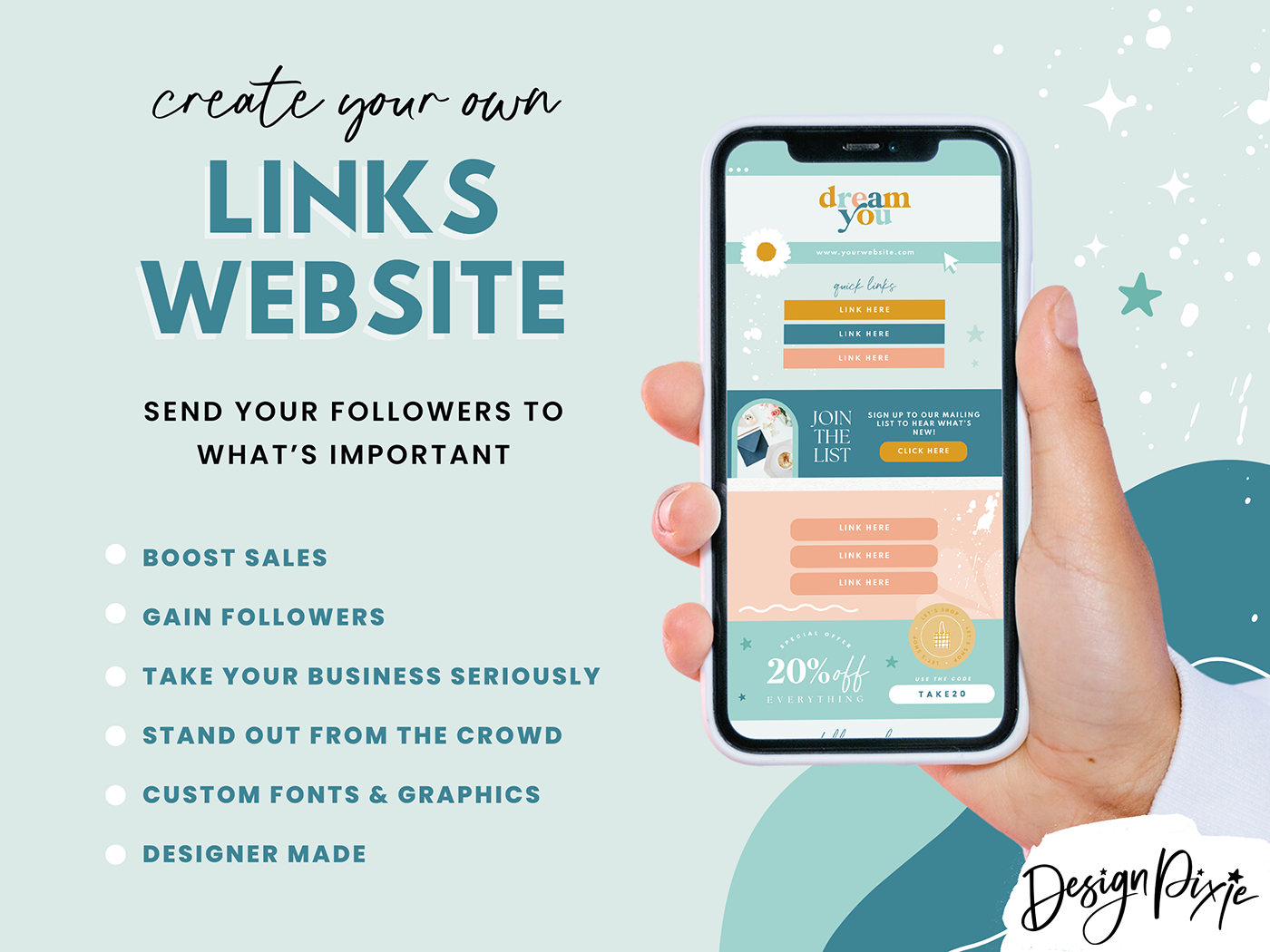 Link In Bio Template - Dream You - Design Pixie