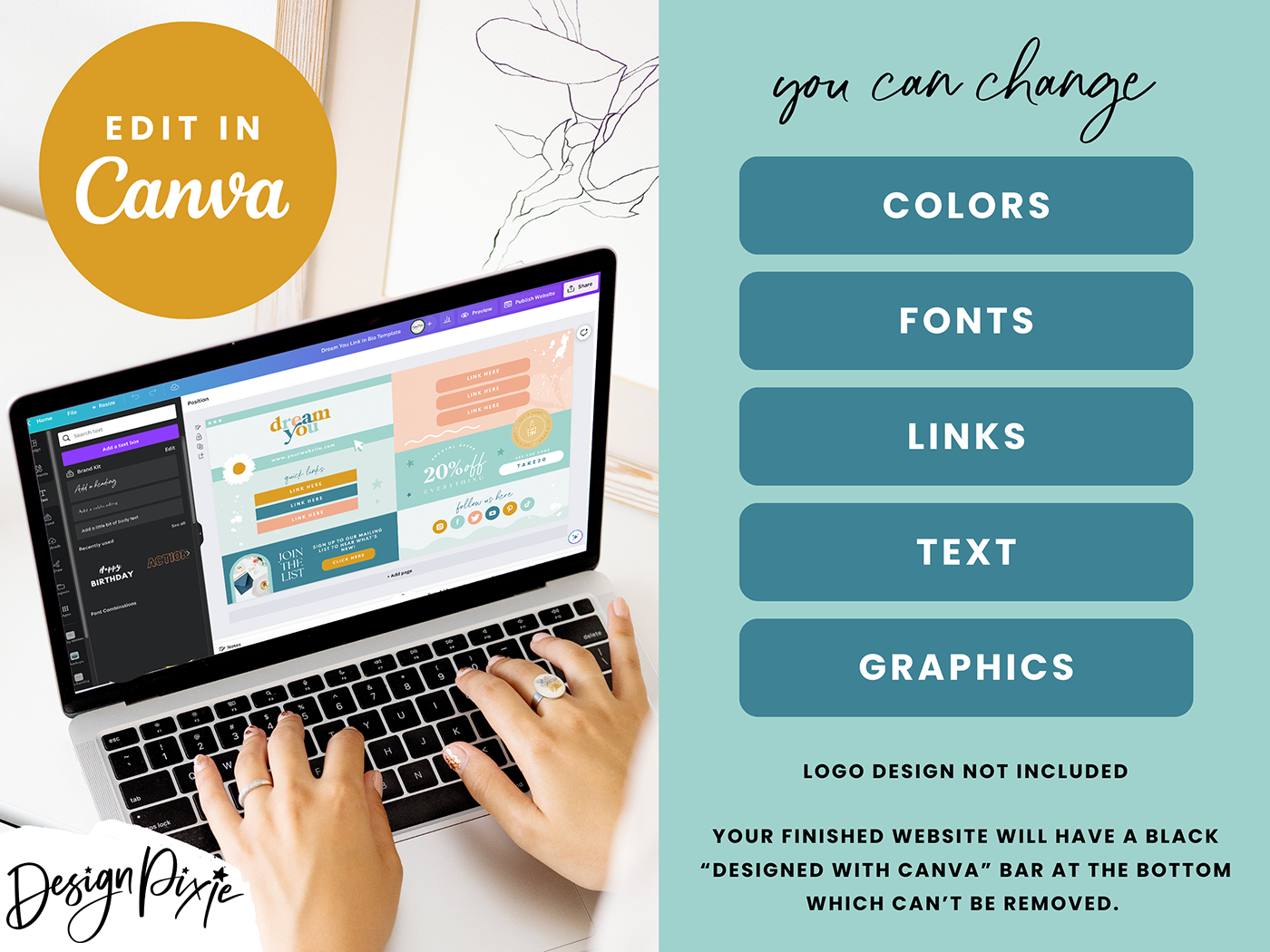 Link In Bio Template - Dream You - Design Pixie