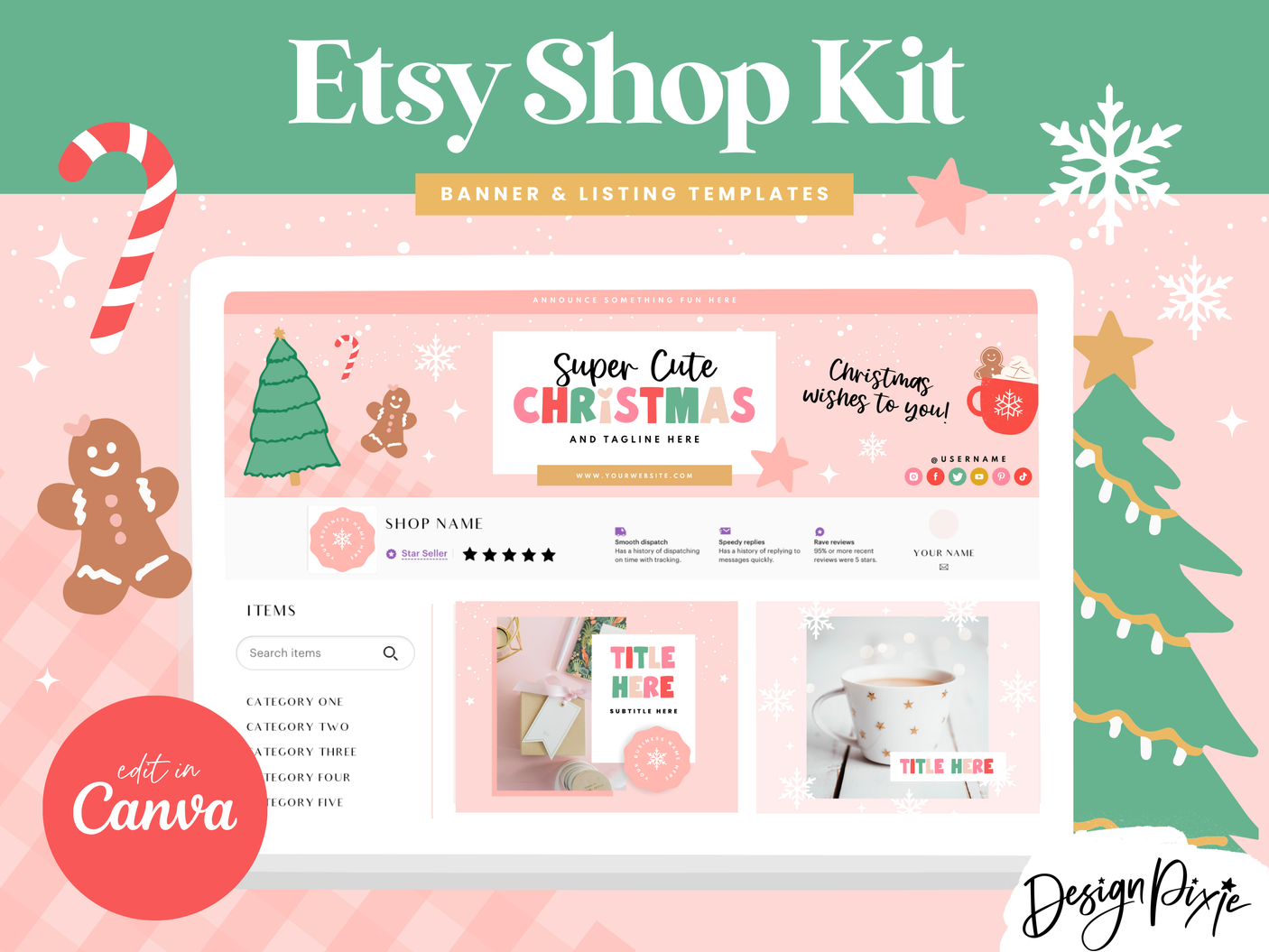 Christmas Etsy Shop Kit - Design Pixie