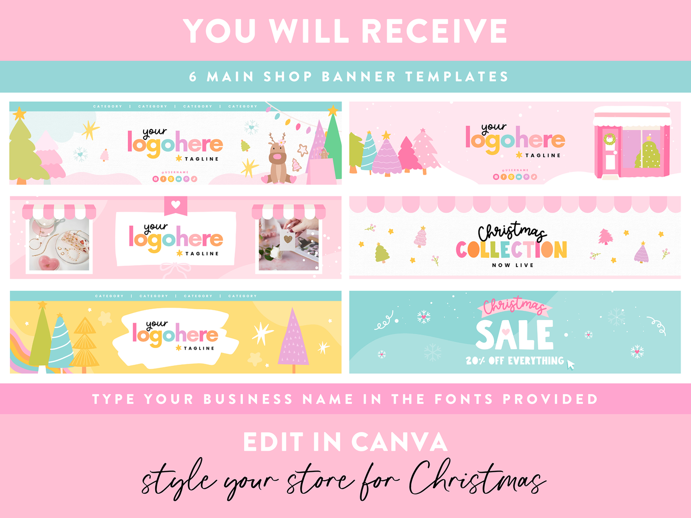 Playful Christmas Etsy Shop Banner Templates
