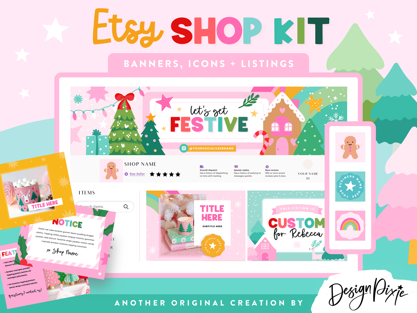 Colorful Christmas Etsy Shop Kit