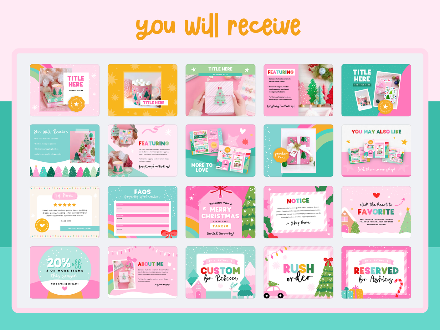 Colorful Christmas Etsy Shop Kit