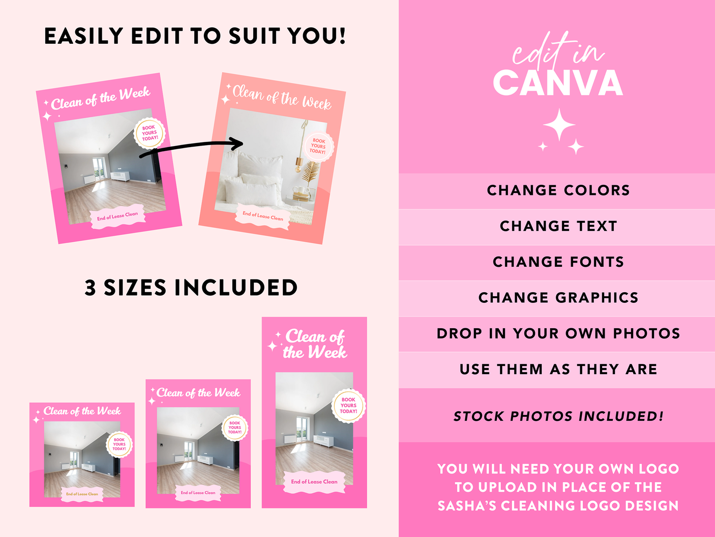 Pink Cleaning Business Instagram Templates