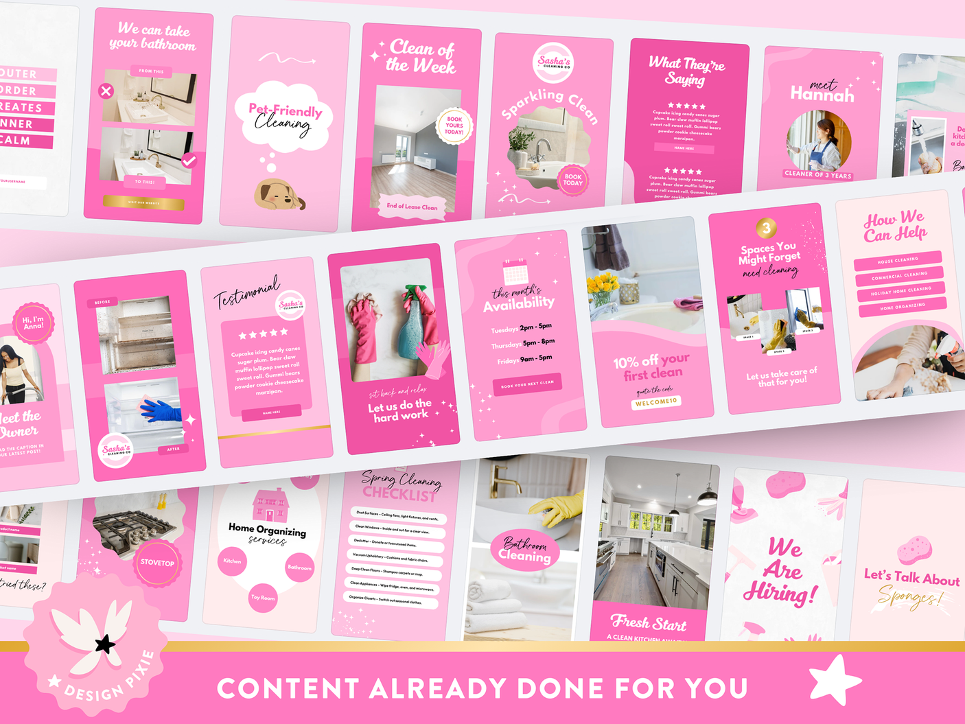 Pink Cleaning Business Instagram Templates
