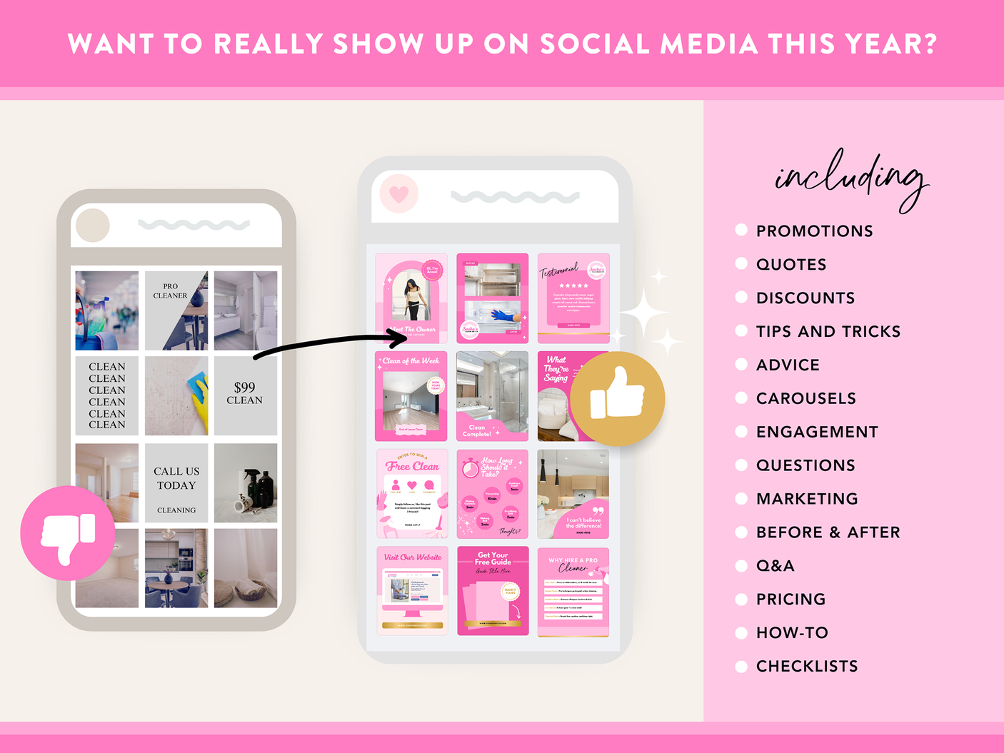 Pink Cleaning Business Instagram Templates