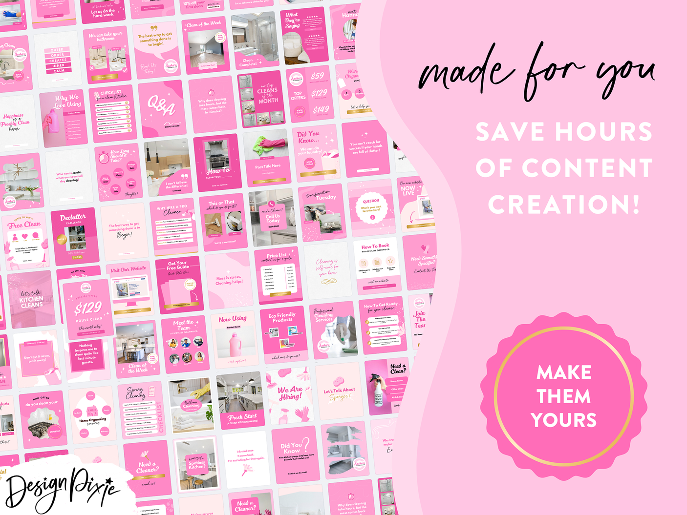 Pink Cleaning Business Instagram Templates