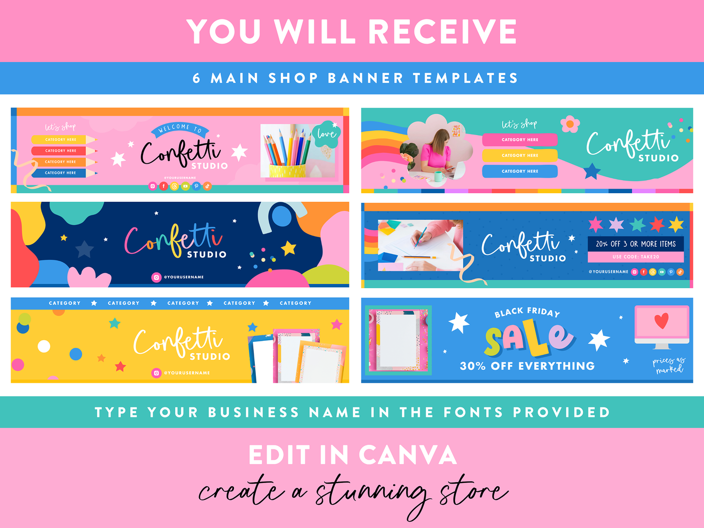 Colorful Etsy Shop Banners