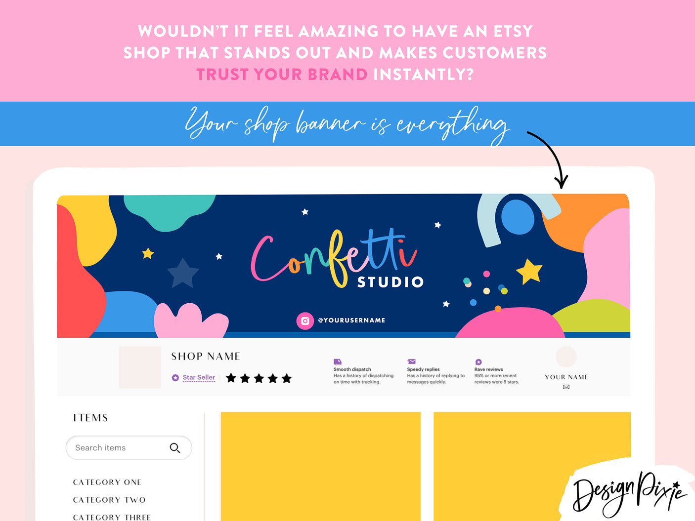 Colorful Etsy Shop Banners