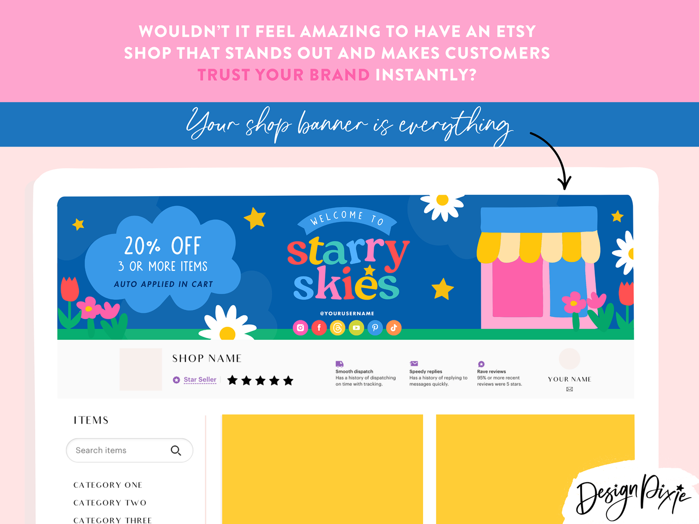 Starry Skies Etsy Shop Banners