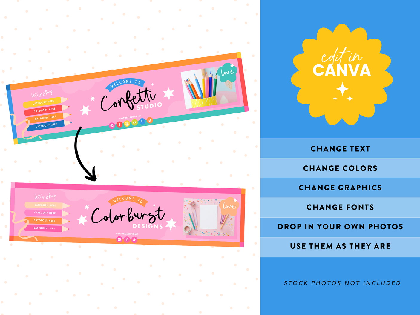 Colorful Etsy Shop Banners