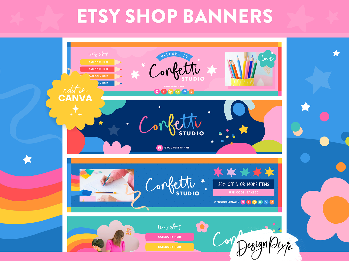 Colorful Etsy Shop Banners