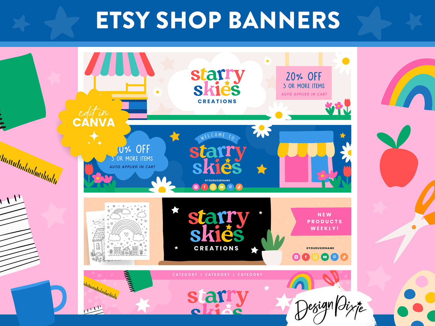 Starry Skies Etsy Shop Banners