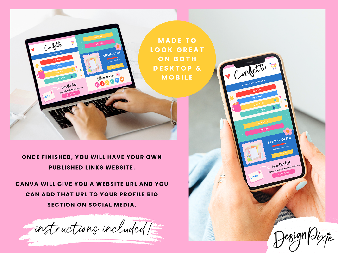 Confetti Link In Bio Template