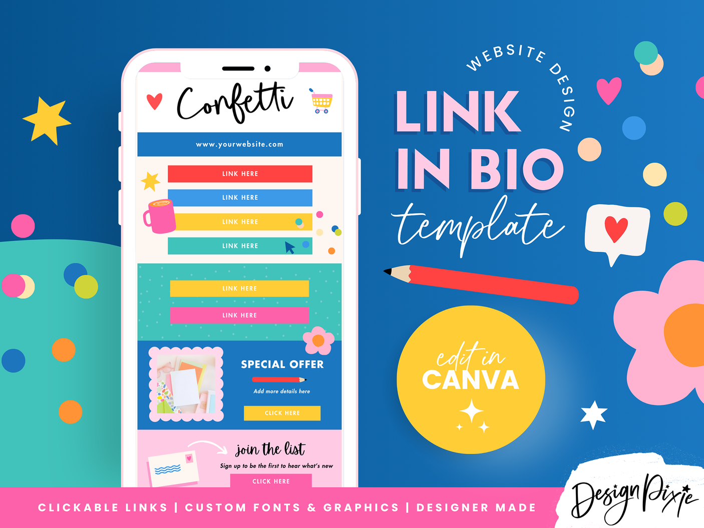 Confetti Link In Bio Template