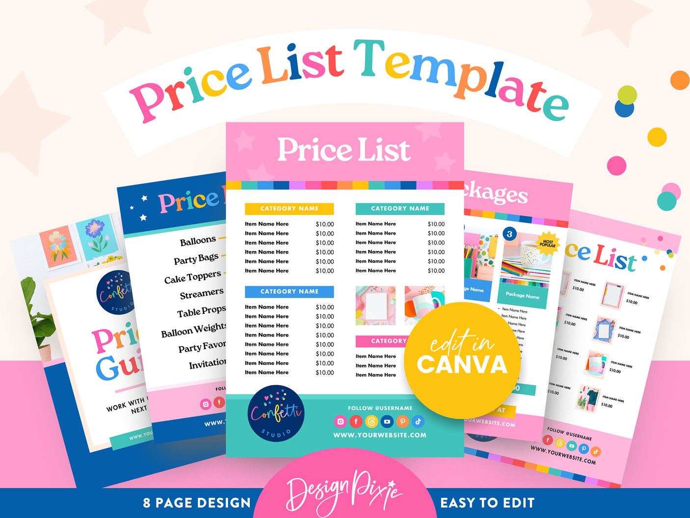 Colorful Price List Template