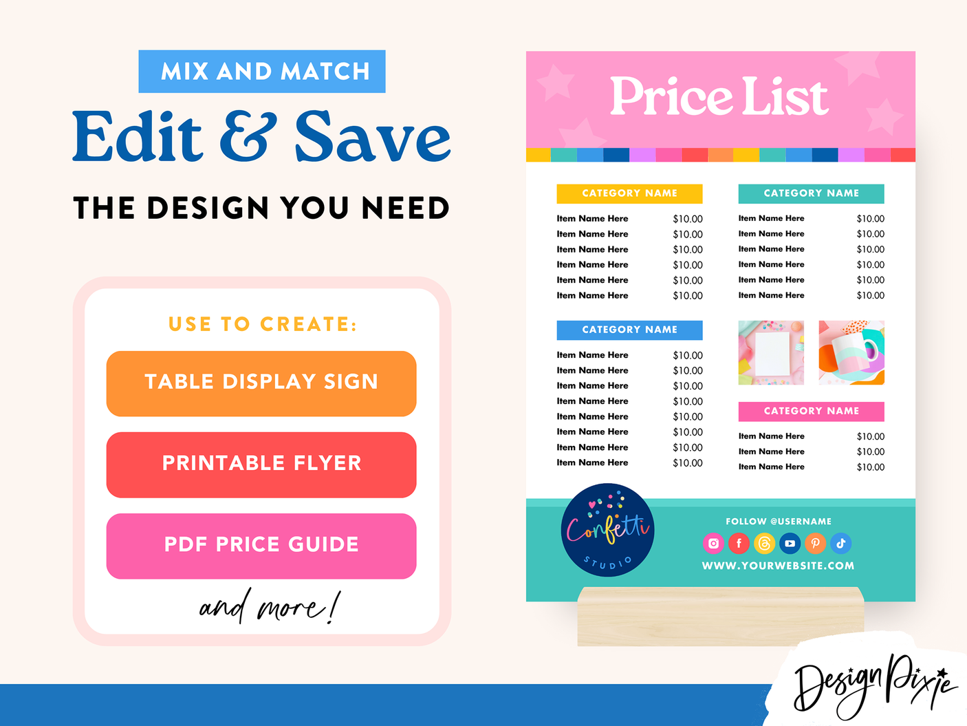 Colorful Price List Template