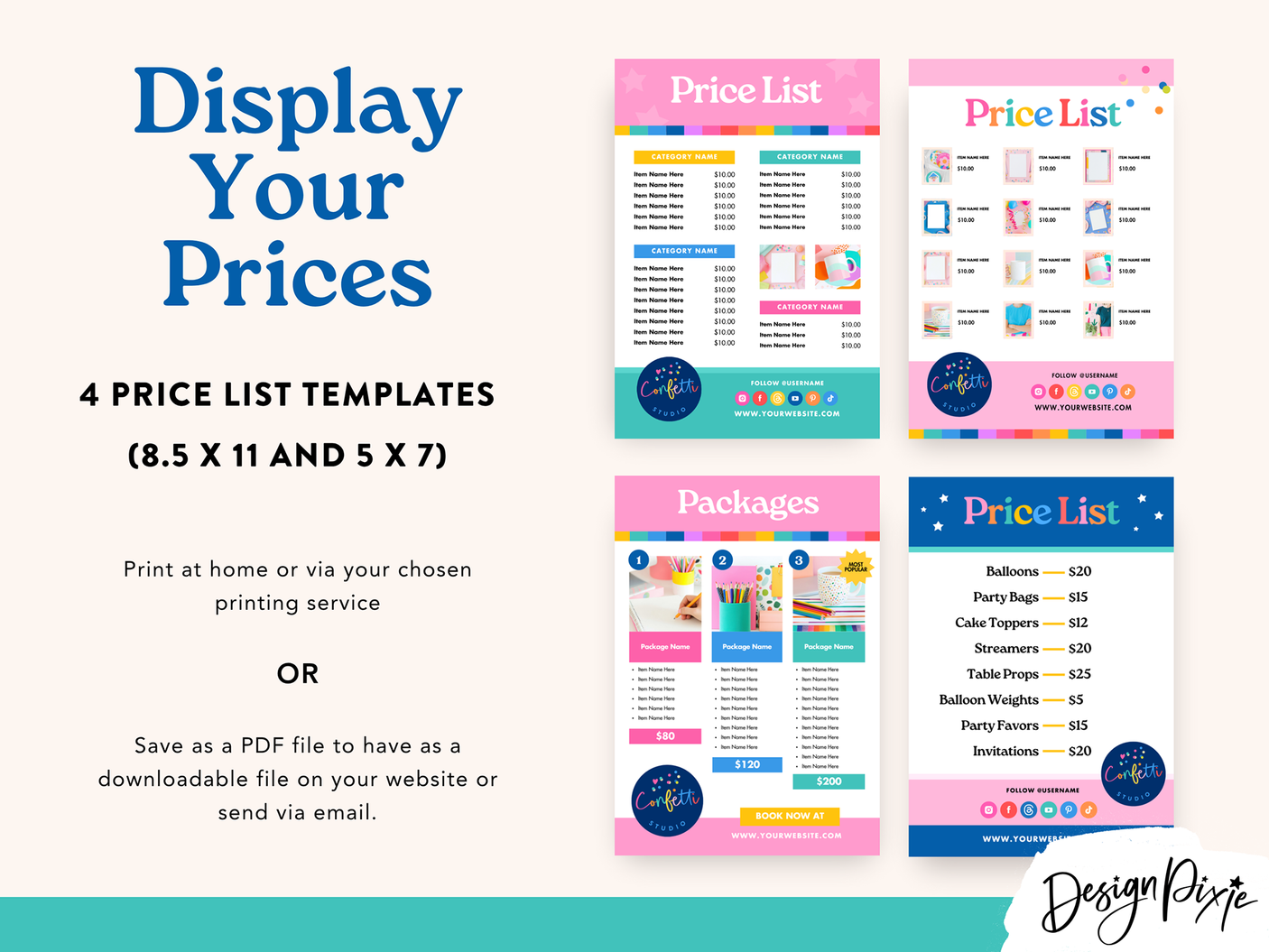 Colorful Price List Template