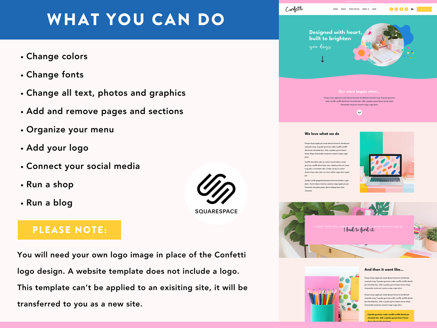 Confetti Squarespace Template