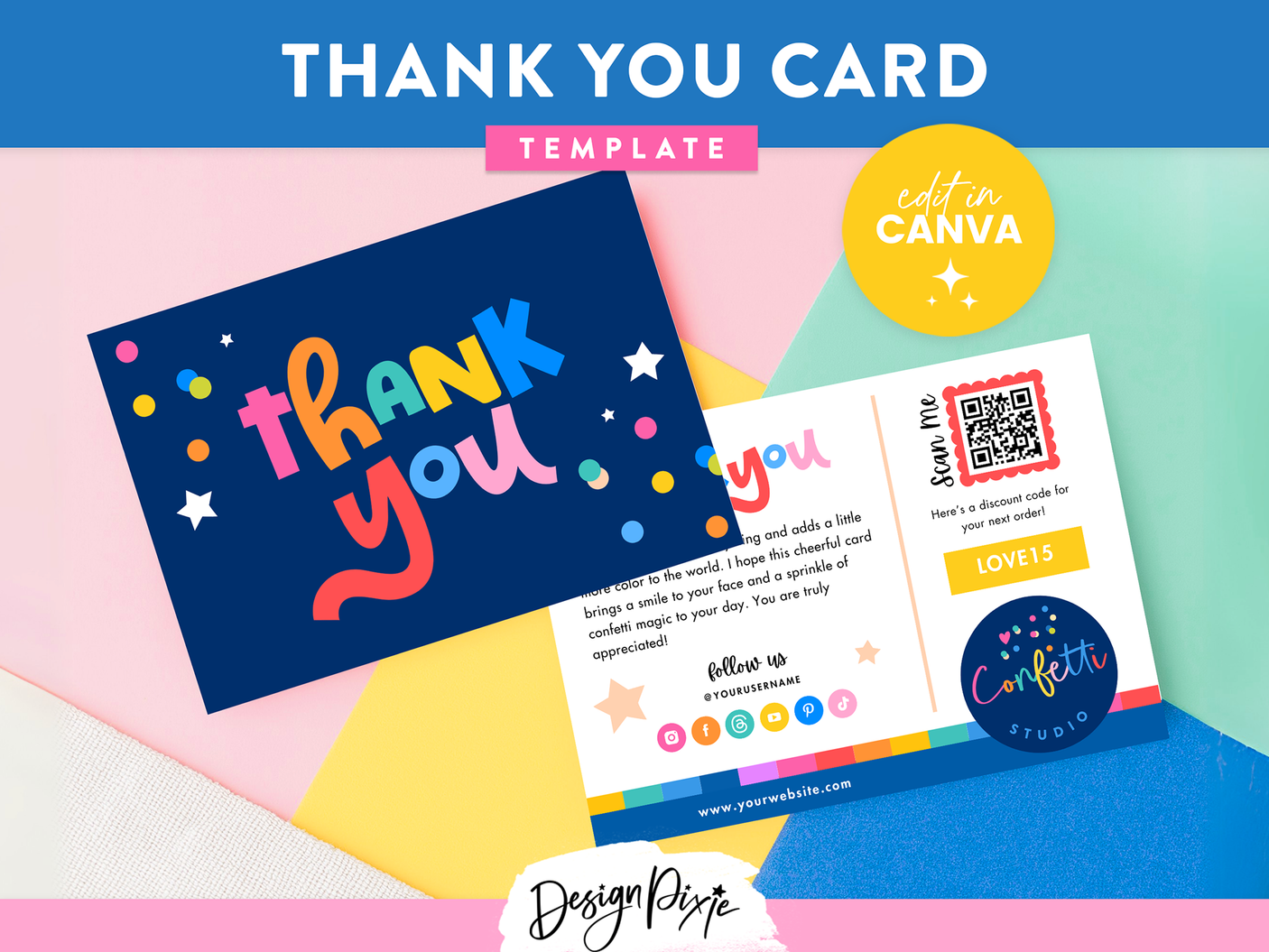 Colorful Thank You Card Template