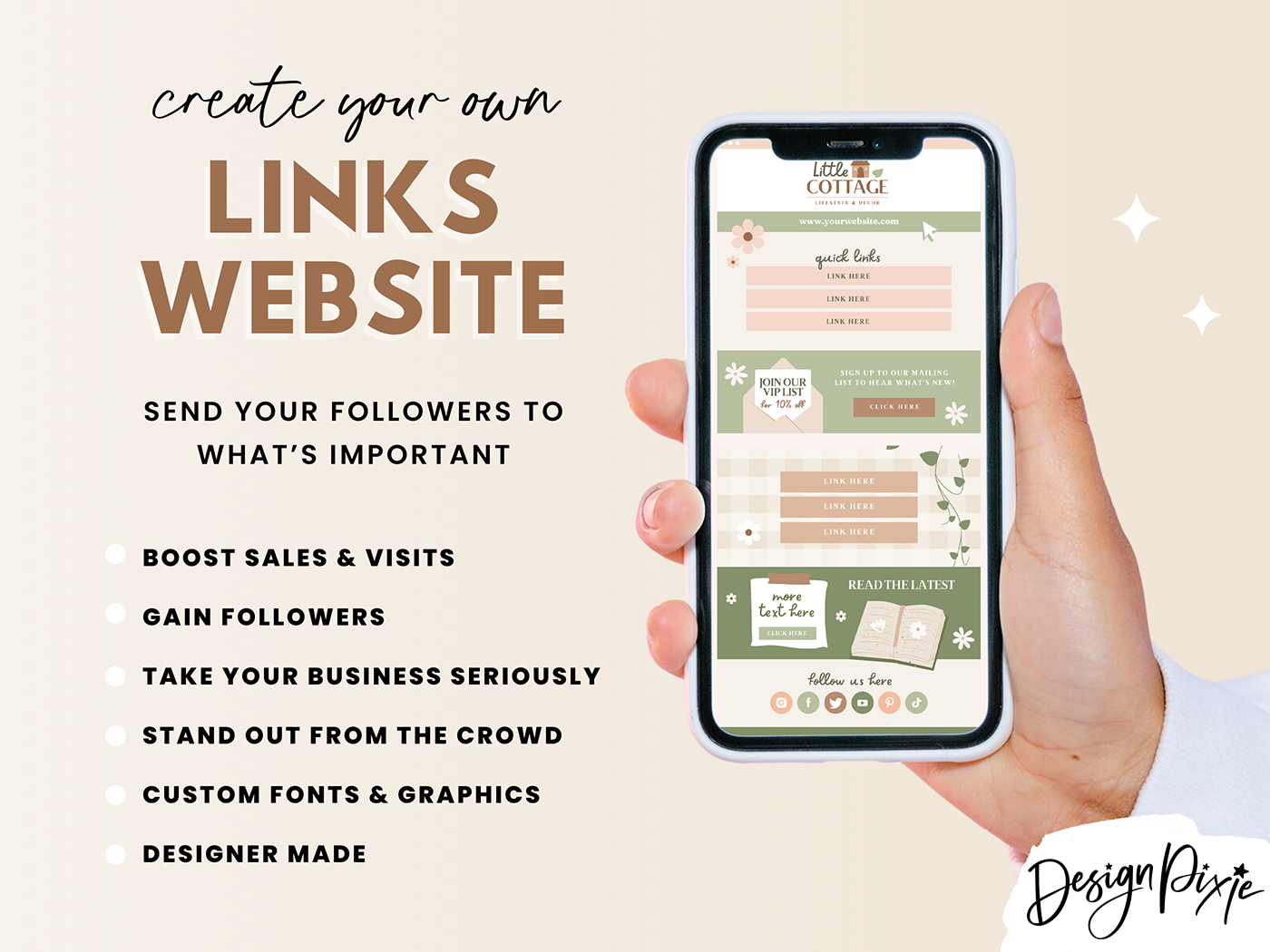 Cottagecore Link In Bio Template - Design Pixie