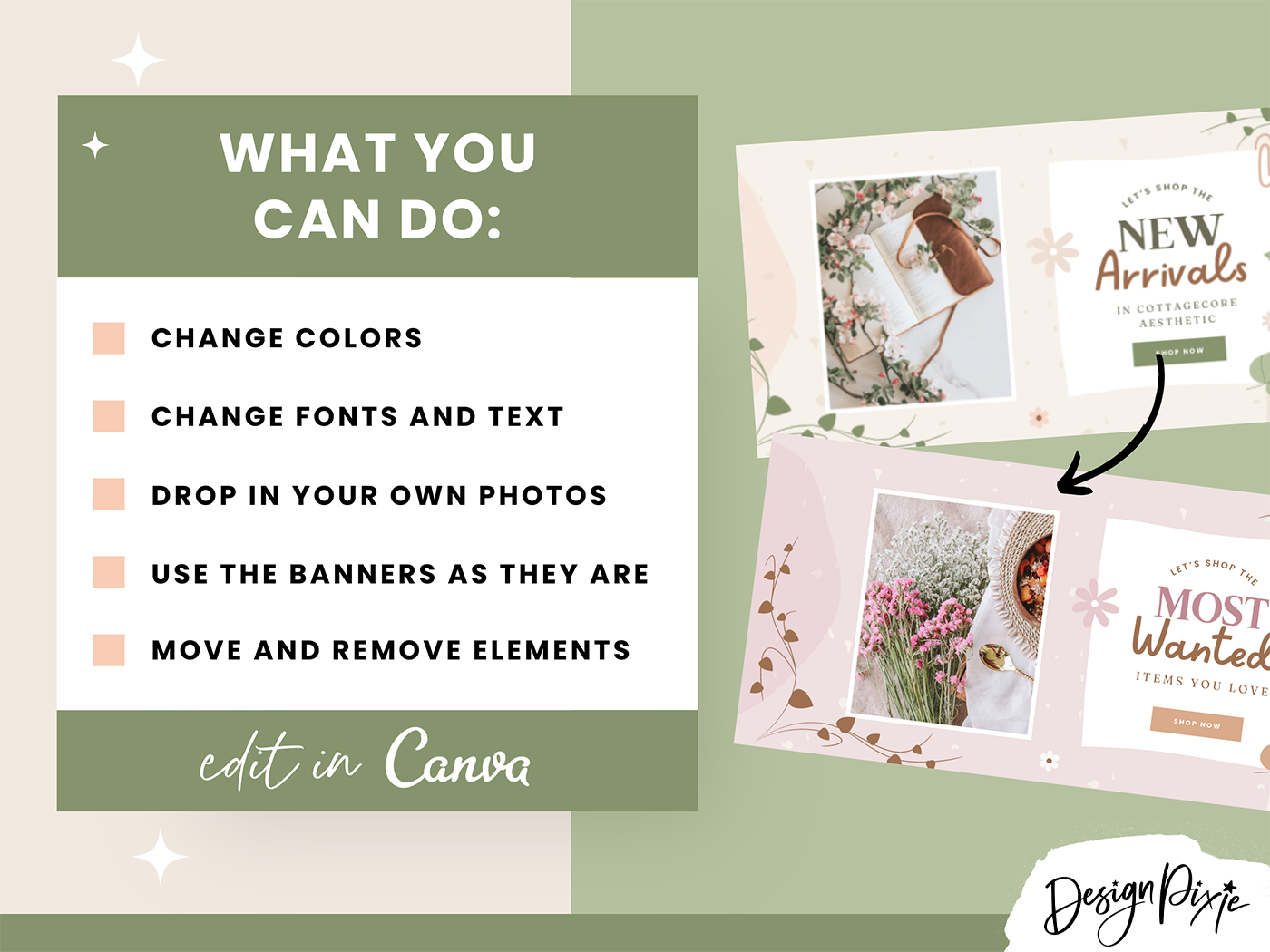 Cottagecore Shopify Banner Templates - Design Pixie