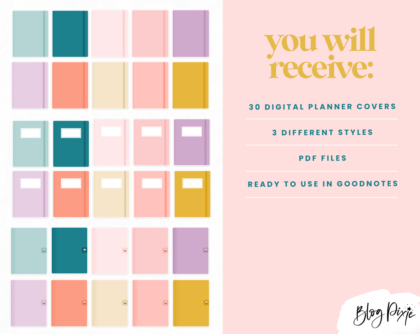 Pastel Rainbow Digital Notebook Covers - Design Pixie