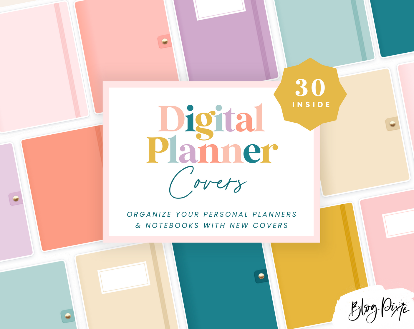 Pastel Rainbow Digital Notebook Covers - Design Pixie