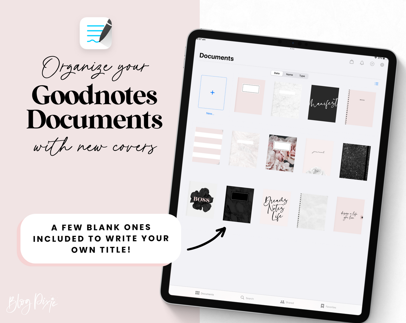 Digital Planner Covers - Blush & Black - Design Pixie