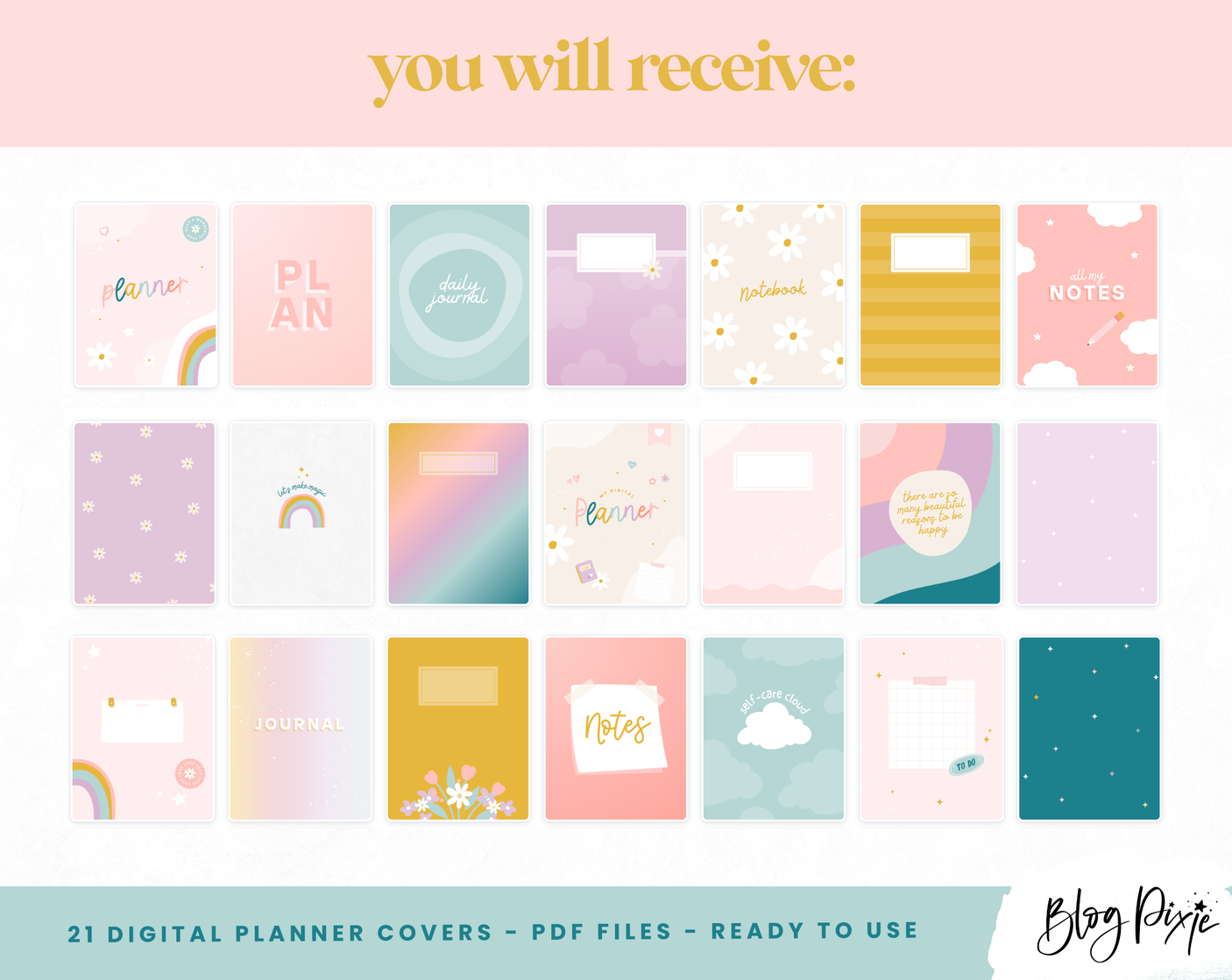 Digital Planner Covers - Shine Sista Patterns - Design Pixie