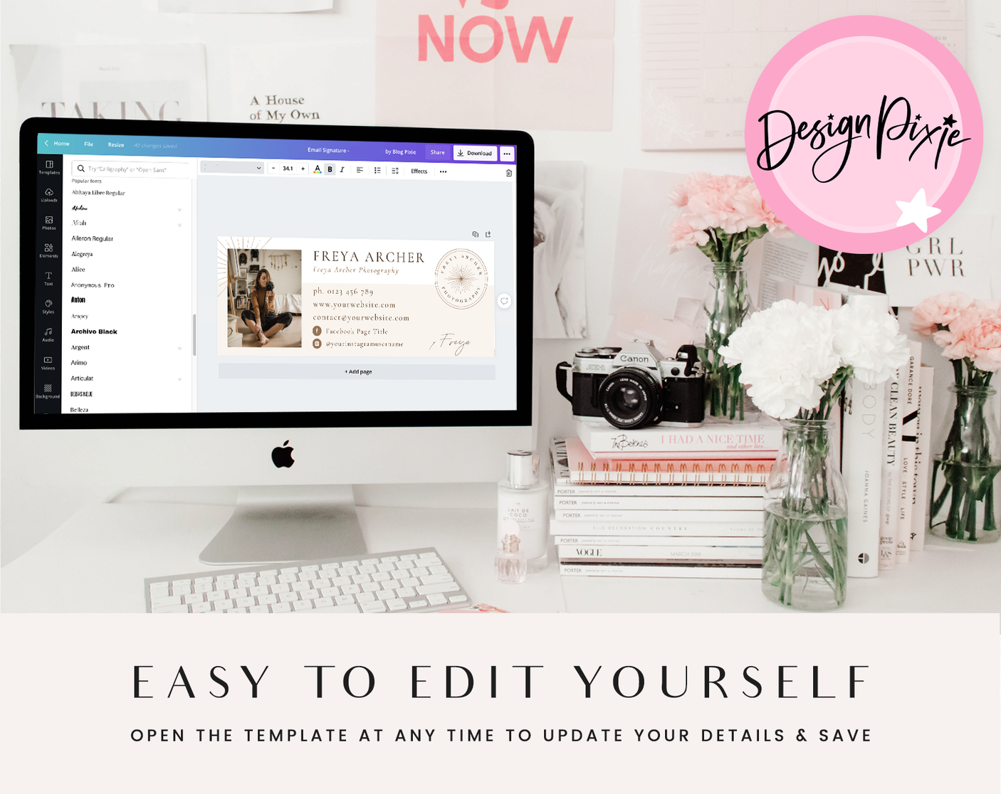 Boho Photographer Email Signature Template - Design Pixie