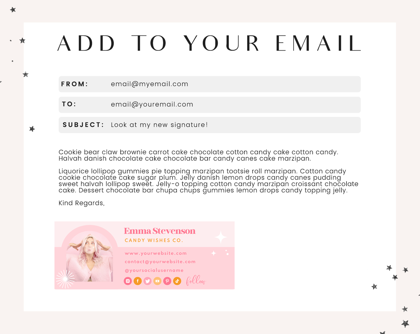 Candy Wishes Email Signature Template - Design Pixie
