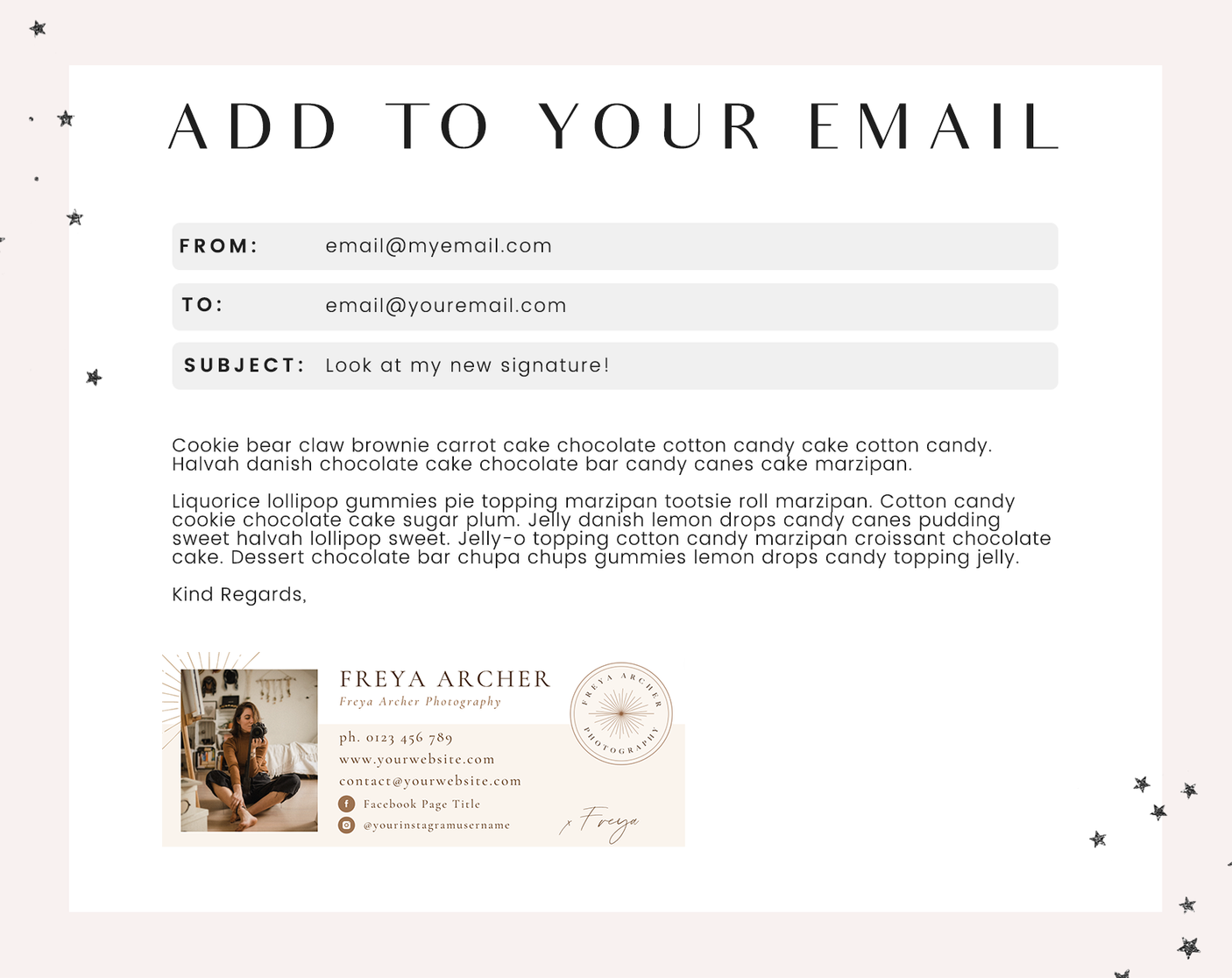Boho Photographer Email Signature Template - Design Pixie