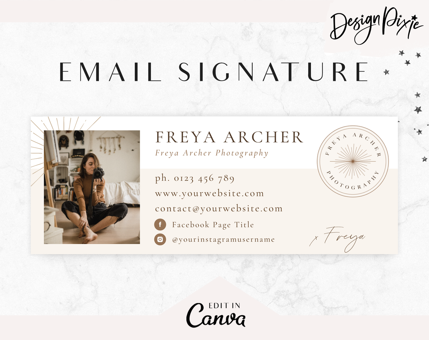 Boho Photographer Email Signature Template - Design Pixie