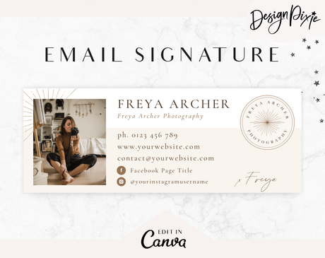 Boho Photographer Email Signature Template - Design Pixie